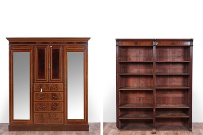 Lot 88 - An Edwardian wardrobe; and a Victorian bookcase