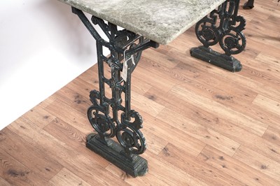 Lot 86 - Coalbrookdale style cast metal table and a pub table