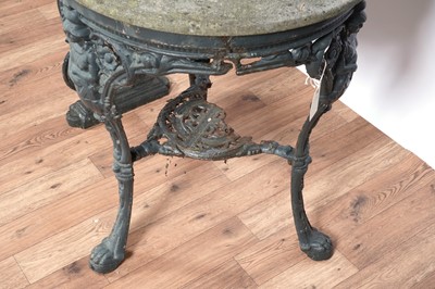 Lot 86 - Coalbrookdale style cast metal table and a pub table