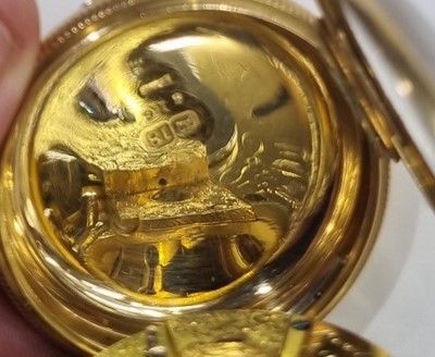 Lot 553 - Murray & Strachan, Royal Exchange, London: an 18ct yellow gold cased open faced pocket watch