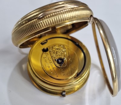 Lot 553 - Murray & Strachan, Royal Exchange, London: an 18ct yellow gold cased open faced pocket watch