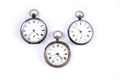 Lot 901 - Three silver cased open faced pocket watches