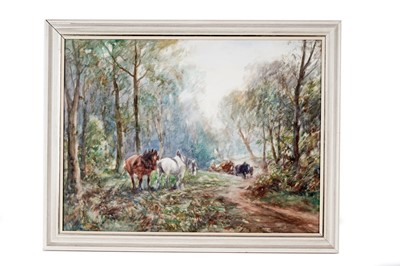 Lot 1648 - David Thomas Robertson - Heavy Horses Taking a Rest | watercolour