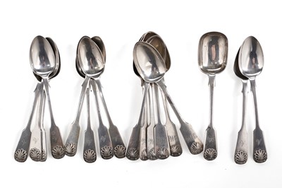 Lot 274 - A set of Victorian silver teaspoons; and other silver spoons