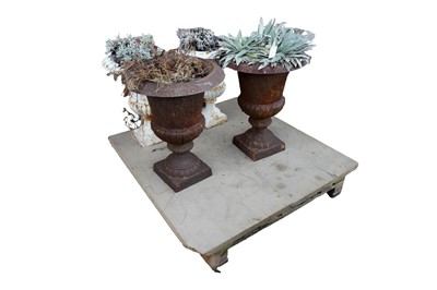 Lot 477 - Two pairs of metal Classical style garden urns