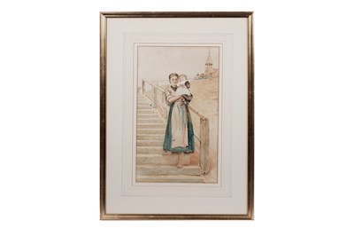 Lot 1046 - Robert Jobling - On the Steps at Cullercoats | watercolour