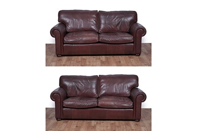 Lot 114 - Wade: a pair of brown leather sofas