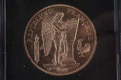 Lot 1211 - A French gold 100 Francs coin, 1910