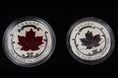 Lot 1285 - A Canadian Mint fine silver five-coin Fractional set; and another