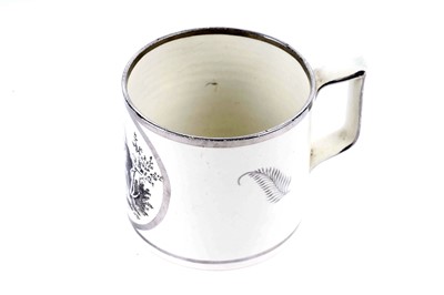 Lot 961 - ﻿A pearlware silver resist tankard, ﻿decorated with the figure of 'HOPE'