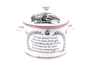 Lot 965 - A 19th Century pearlware twin handled eel jar and cover