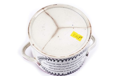Lot 965 - A 19th Century pearlware twin handled eel jar and cover