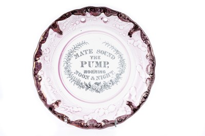 Lot 966 - ﻿A Dixon & Co. Sunderland 'Mate Sound the Pump' lustre wall plaque