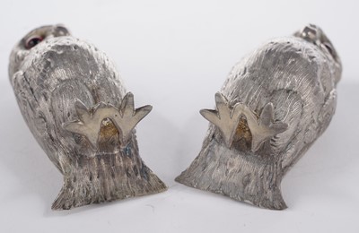 Lot 305 - A pair of Victorian silver novelty condiments in the form of owls