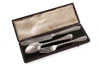 Lot 208 - A Victorian silver Christening knife, fork and spoon