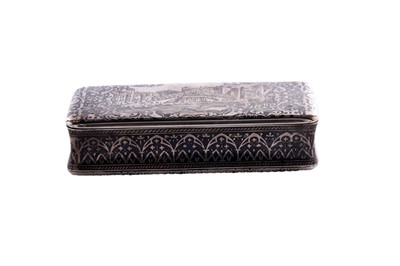 Lot 286 - A mid-19th century French silver and niello-work snuff box