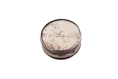 Lot 287 - A George III silver mounted mother-of-pearl counter box