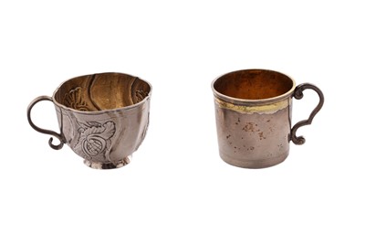 Lot 36 - An 18th century Russian silver charka; an 18th century continental silver tot cup