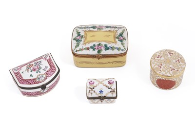 Lot 328 - Three gilt-metal mounted porcelain boxes; and another porcelain box