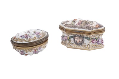 Lot 330 - A gilt-metal mounted Capodimonte porcelain box; and a continental porcelain box