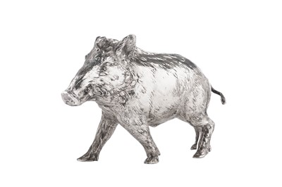 Lot 39 - A late 19th century German cast silver table decoration in the form of a wild boar