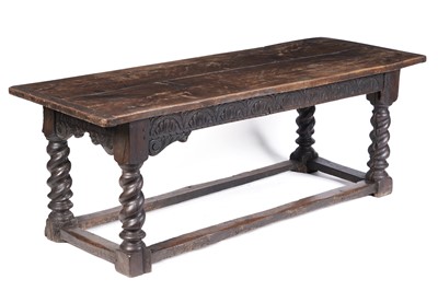 Lot 1481 - A 17th Century and later oak farmhouse refectory table