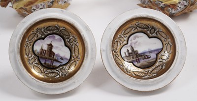 Lot 1008 - A pair of Meissen 'Schneeballen' covered cups and saucers