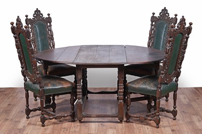 Lot 104 - An 18th Century oak drop-leaf dining table; and other items