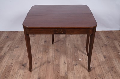 Lot 107 - A Georgian style carved oak coffer; and a late Georgian inlaid mahogany tea table