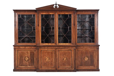 Lot 1457 - A George III mahogany breakfront bookcase