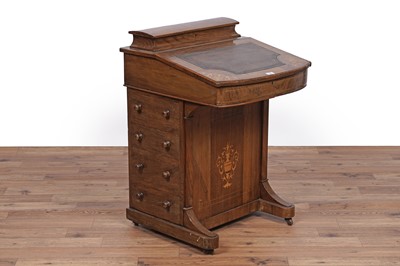 Lot 14 - A Victorian inlaid walnut davenport