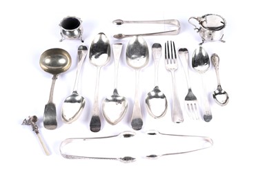 Lot 1085 - A collection of George III and later flatware; and other items