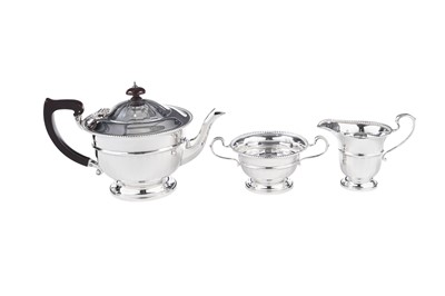 Lot 88 - An Elizabeth II silver three-piece tea set