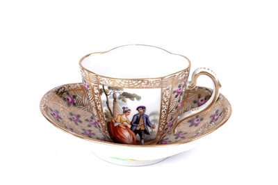 Lot 1009 - A Dresden cabinet cup and saucer