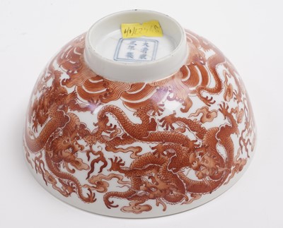 Lot 874 - A pair Chinese dragon bowls