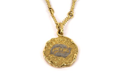 Lot 817 - Chaumet, London: an 18ct yellow gold "Pisces" fish motif pendant on chain