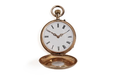 Lot 774 - A Continental gold half hunter fob pocket watch