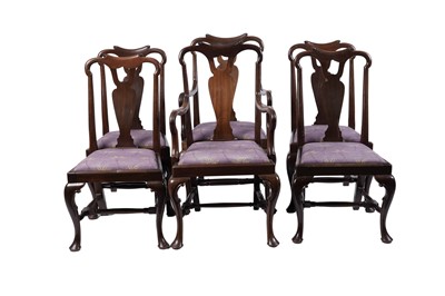 Lot 1459 - H. Waring & Sons: a set of six Queen Anne style mahogany dining chairs