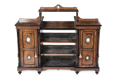 Lot 1448 - A Victorian burr walnut breakfront side cabinet