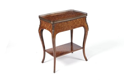 Lot 1449 - A 20th Century French style walnut and kingwood parquetry side table