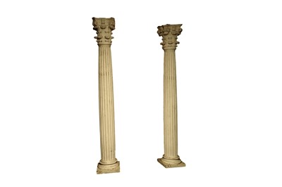 Lot 82A - A pair of plaster Corinthian columns of large proportions