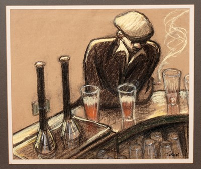 Lot 952 - Norman Stansfield Cornish - Man at Bar | charcoal and pastel