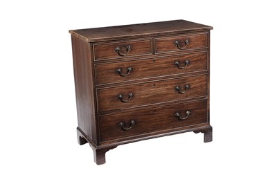 Lot 1454 - A George III mahogany chest of two short and three long graduated drawers