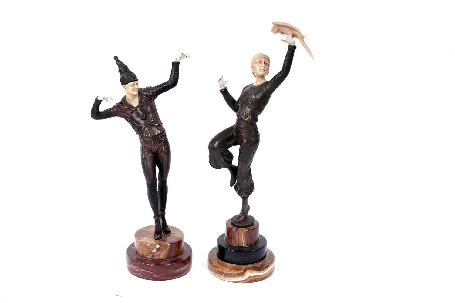 Lot 313 - Two bronzed Art Deco Style figures in the manner of Demetre Chiparus