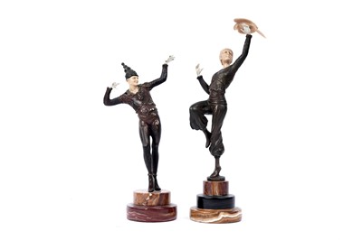 Lot 313 - Two bronzed Art Deco Style figures in the manner of Demetre Chiparus