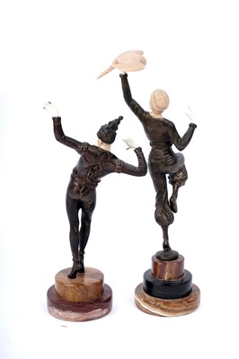 Lot 313 - Two bronzed Art Deco Style figures in the manner of Demetre Chiparus