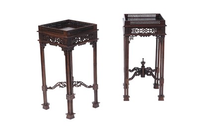 Lot 68 - A pair of modern mahogany Chippendale style urn stands