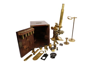 Lot 70 - A Victorian lacquered brass compound monocular microscope, by Andrew Ross, London