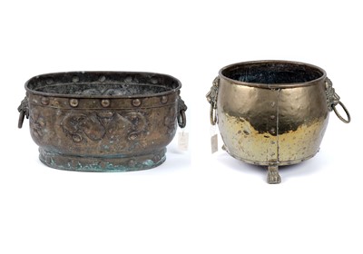 Lot 244 - A Victorian brass jardiniere and another