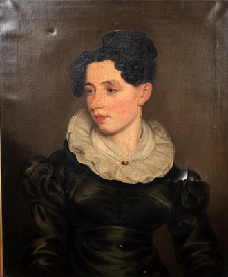 Lot 1112 - Early 19th Century British School - Mrs Bennett, with hair à la chinoise | oil